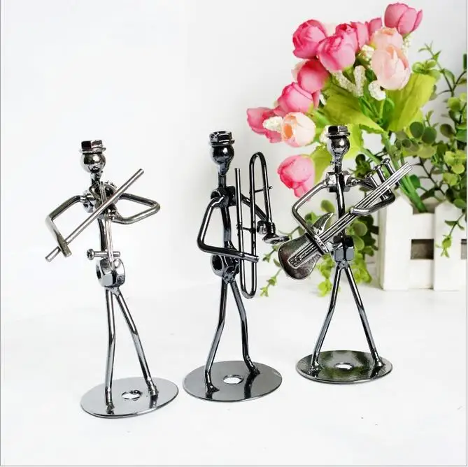 

Hot Sale! 8pcs/set Metal Musician Band Crafts Figurine Statue Home Decoration Model Gift for teacher friends Window Ornaments
