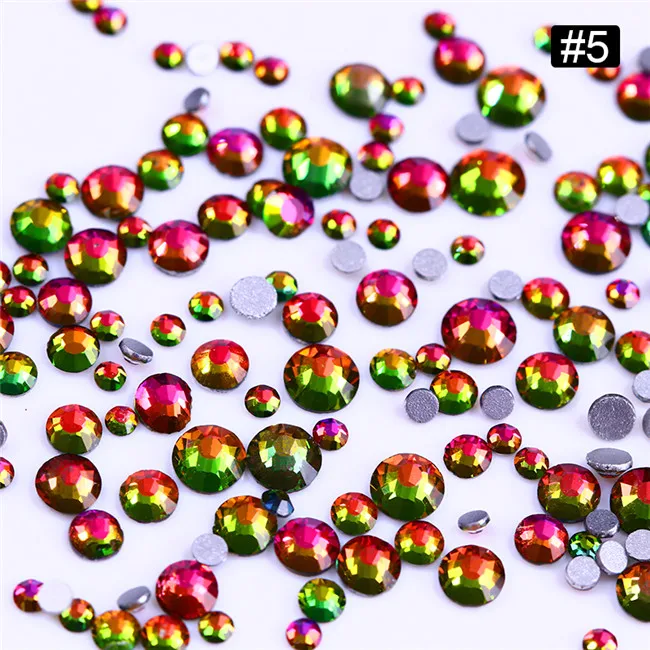 Color 5 300 шт Стразы для ногтей Хамелеон Блестящий опал с плоским дном разноцветные наконечники для маникюра 3D украшения для ногтей - Цвет: Color 5