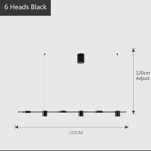 6 Heads Black Геометрическая линия, подвесные лампы для ресторана, скандинавский пост-Современный дизайнерский длинный стол, светильник для столовой, роскошный светодиодный подвесной светильник - Цвет корпуса: 6 Heads Black