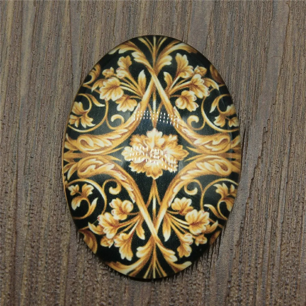 10x14mm ~ 30x40 мм овальной формы в форме цветка шаблон стеклянные кабошоны цветок
