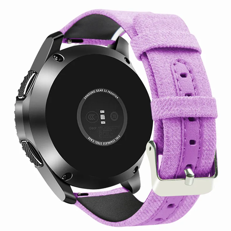 Спортивный нейлоновый+ кожаный ремешок для samsung Galaxy Watch 46 мм/gear s3, ремешок для часов, повседневный джинсовый холст, сменный Браслет 22 мм