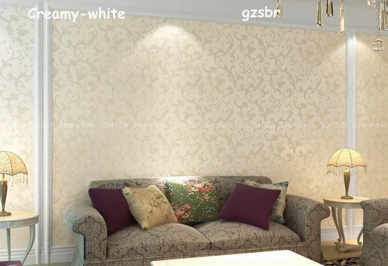 Желтые/кремово-белые 3d обои рулон бумаги для стен в гостиную узор дамасская