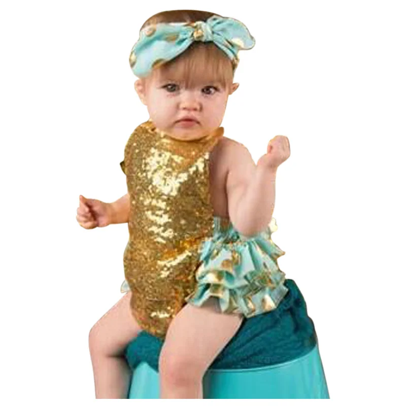 Милые детские комбинезоны костюмы принцессы для вечеринки и свадьбы золотые