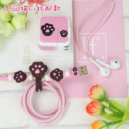 Милый мультяшный комплект защиты для кабеля USB и наушников с коробкой Стикеры