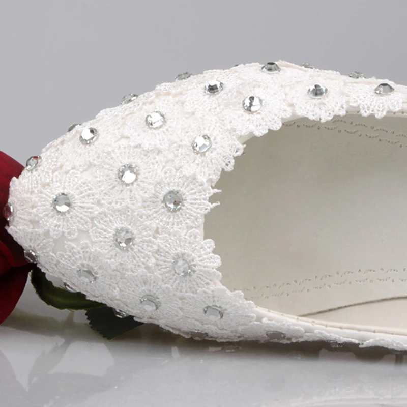 Белые кружевные свадебные туфли на низком каблуке 1 дюйм женские вечерние для
