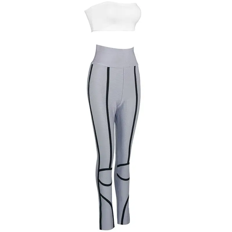 Высококачественный белый и серый комплект из 2 предметов в стиле знаменитостей