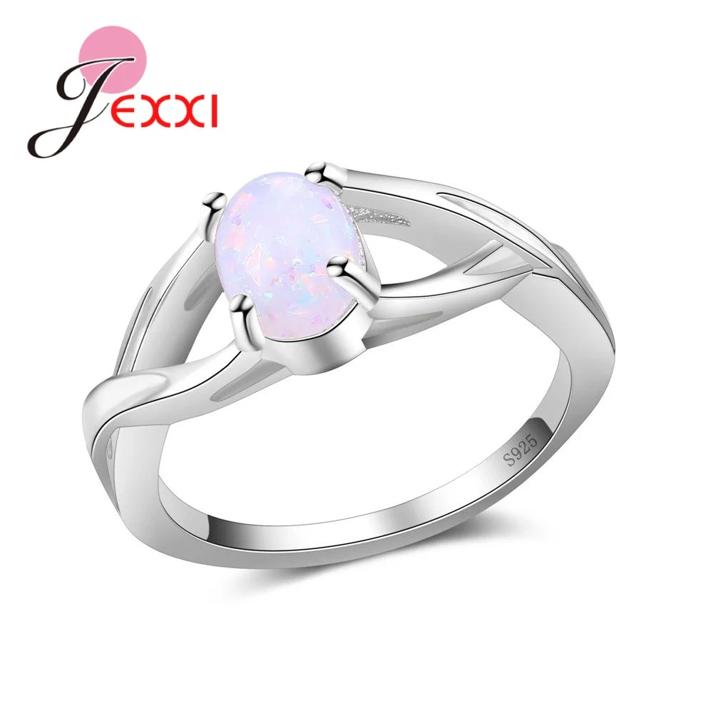 

Простые обручальные кольца серебряные с овальным белым огненным опалом камень Bague ювелирные изделия оригинальный подарок для женщин мужчи...