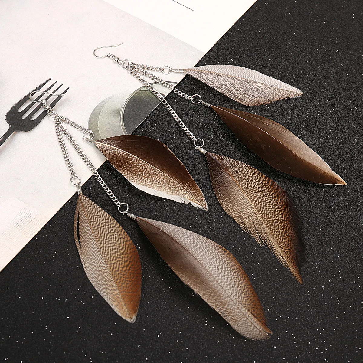 1 Pair Antique Vintage Bohemian Ethnic Tassel Fringe Feather Earrings For Women Girls Anniversary Wedding Party Jewelry Charms | Украшения