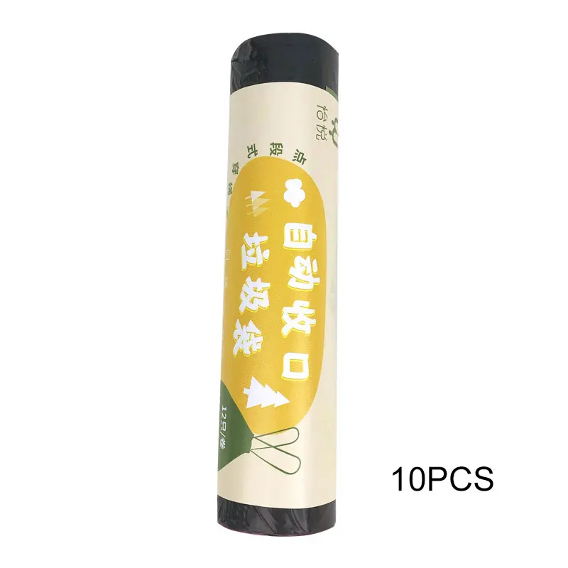 black 10pcs Мешки для мусора на шнурке, сверхмощный мешок для мусора для кухни, гостиной, Bathoom, Sacco della spazzatura di chiusura RT99 - Цвет: black 10pcs