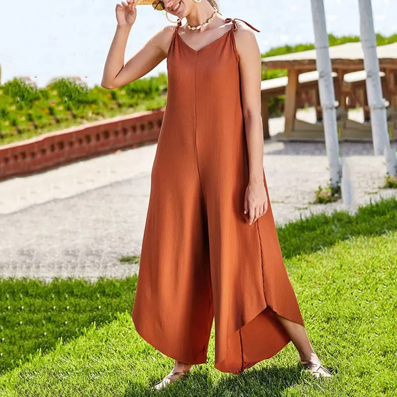 Летние Boho сексуальные пляжные Комбинезоны для путешествий женские оранжевые