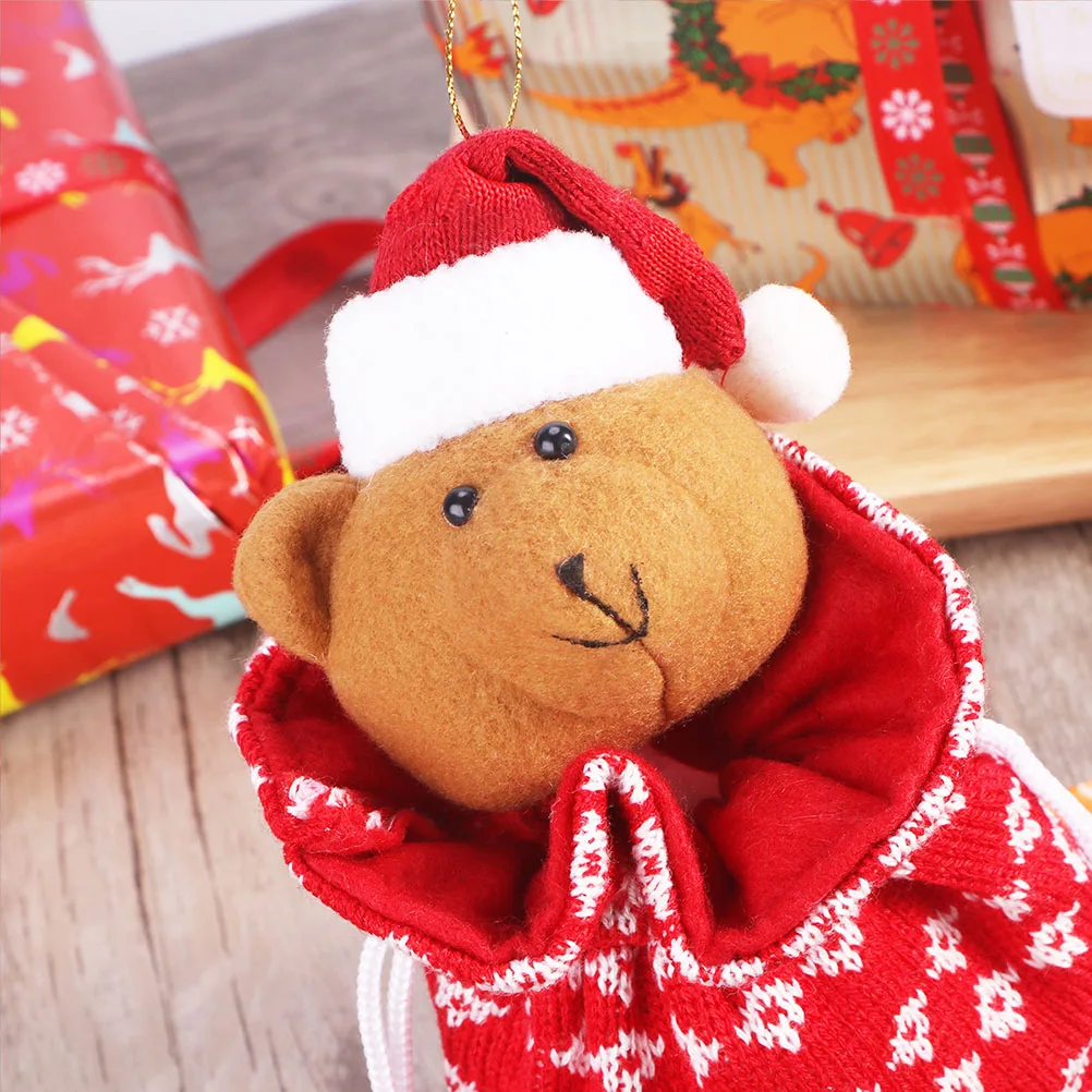 3pcs Wool Cute Knitting Drawstring Bear Candy Bag Gift for Home Party Decoration Christmas | Дом и сад