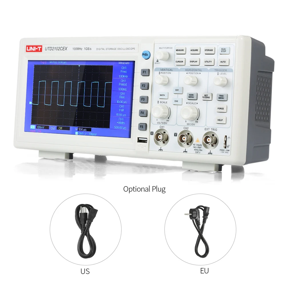 UTD2102CEX цифровой осциллограф 1GSa 100 МГц " lcd 800*480 100 МГц 2 канала USB OTG интерфейс VS Hantek Siglent