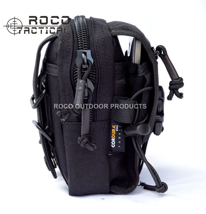 ROCOTACTICAL M1 Molle Тактические поясные сумки многофункциональные армейские компактные поясные сумки 5," Molle телефонные сумки Cordura нейлоновые черные/коричневые