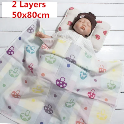 mogu 2 Layer 50x80 Милое детское одеяло s Младенцы пеленать Bebe конверт коляска обернуть для новорожденных получить одеяло детское постельное белье одеяло s Подушка полотенце - Цвет: mogu 2 Layer 50x80