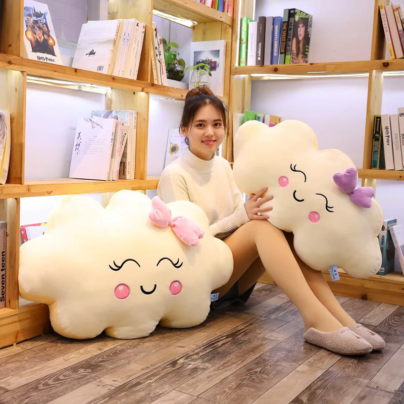 Мягкая плюшевая подушка с милой улыбкой и белым облаком, Kawaii Cloud, мягкие плюшевые игрушки для детей, детские подушки, подарок для девочек