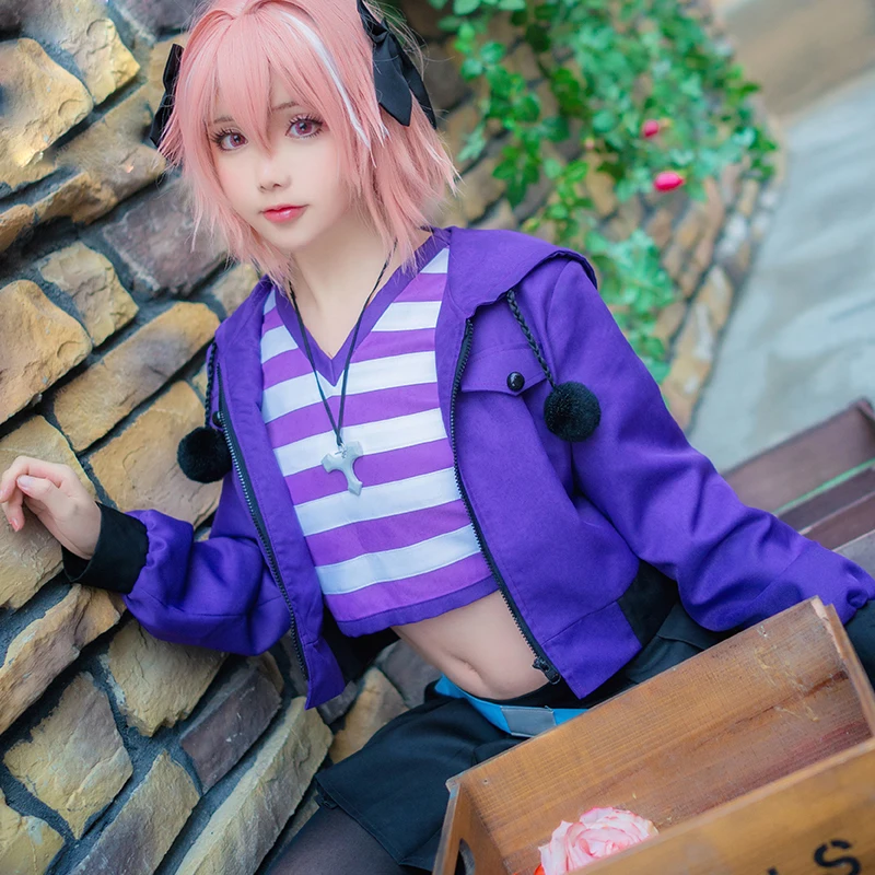 Аниме Fate Grand Order FGO косплей Apocrypha карнавальный костюм черный Райдер слуга Astolfo