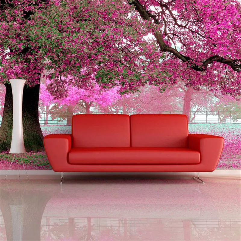 beibehang photo wallpaper custom TV setting wall of sitting room sofa warm romantic purple tree mural papel de parede | Обустройство