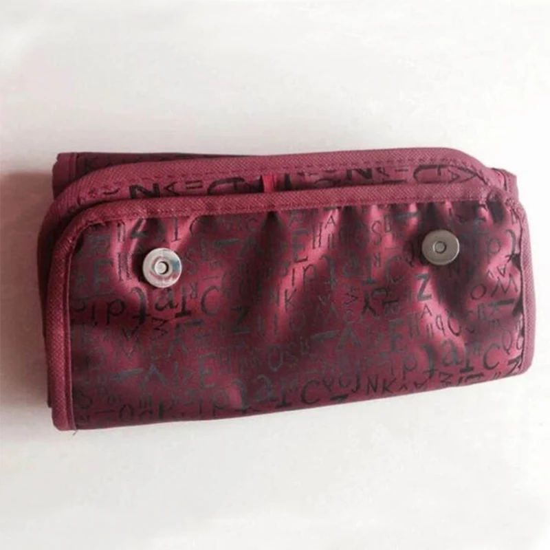 Dark red Женская сумка для макияжа, подвесная Туалетная сумка Косметическая сумка для переноски, складной органайзер для макияжа, косметички, сумки для хранения кистей - Цвет: Dark red
