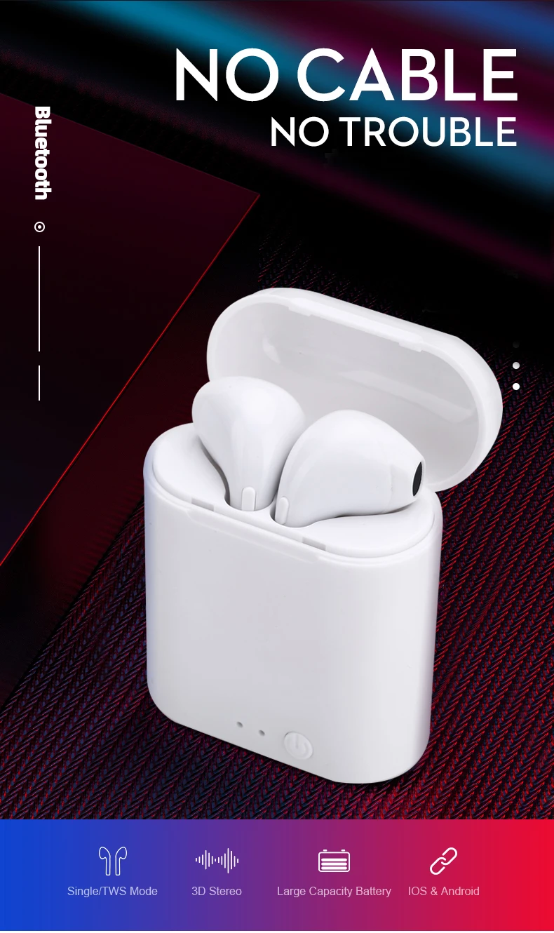 I7s TWS Bluetooth 5,0, беспроводные наушники, наушники с зарядным устройством, микрофон, мини спортивная Гарнитура для Xiaomi huawei, всех смартфонов