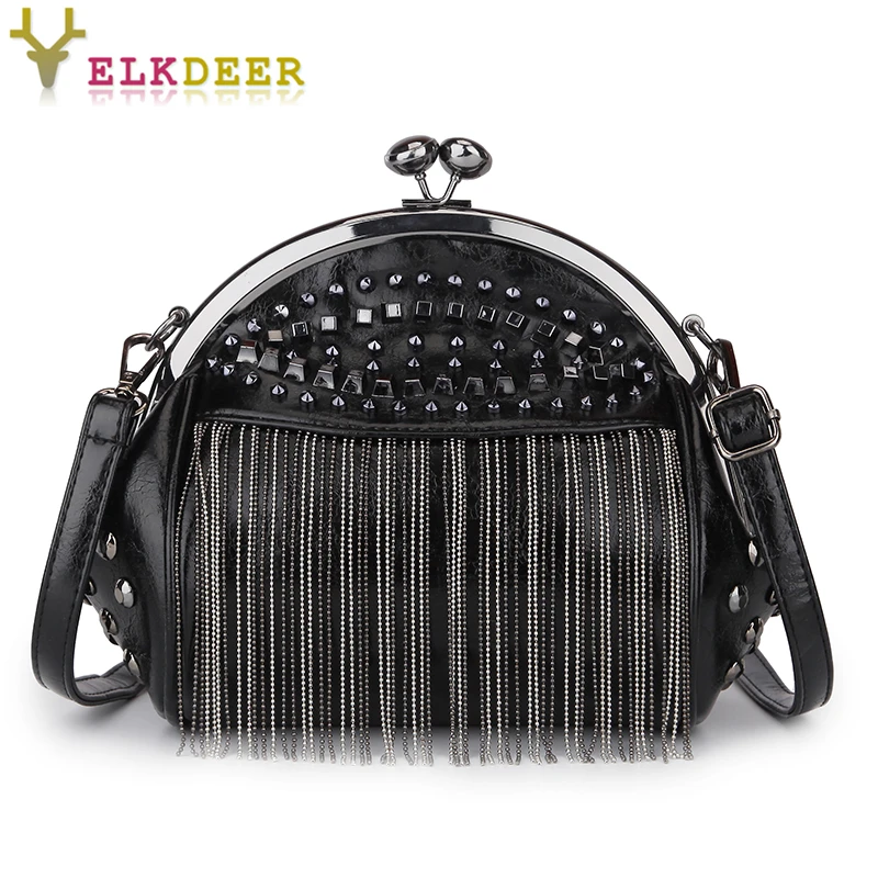 2019 роскошные женские Ретро сумочки с кисточками и заклепками дизайнерские сумки