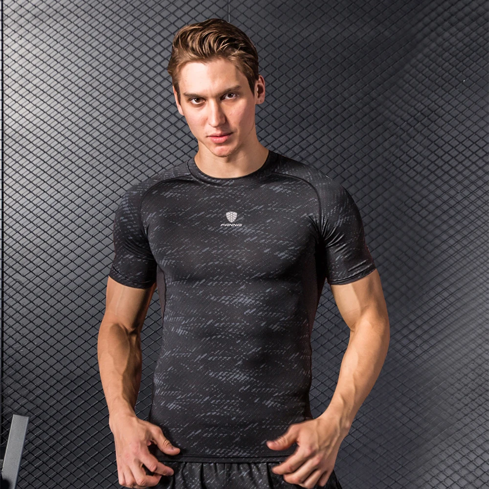

FANNAI New Short Sleeve Sport Shirt Men Quick Dry Men's Running T-shirts Gym Clothing Fitness Top Mens Basketball Soccer Jersey