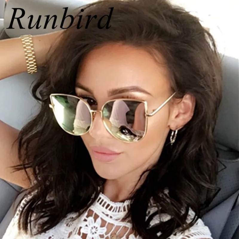 Солнечные очки RunBird в металлической оправе R058 женские зеркальные модные