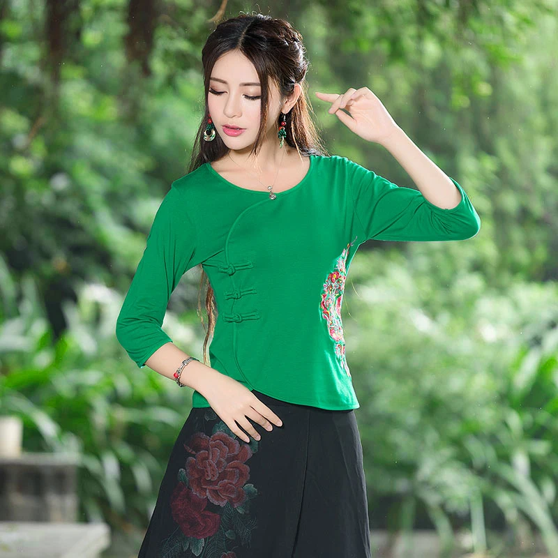 Де Голубь 2016 Весной и Осенью новый национальный стиль вышивки женщины топы с