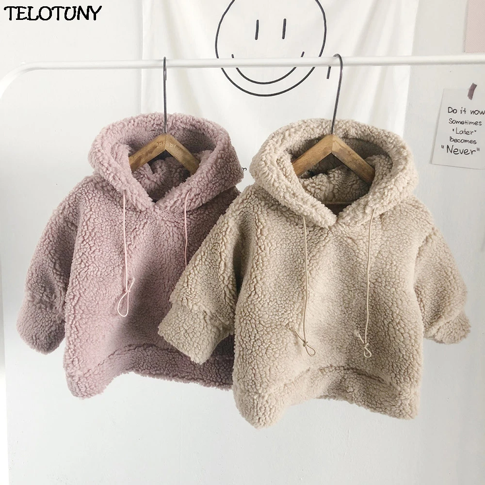 Teletuny/2018 модное пушистое флисовое пальто с капюшоном для маленьких девочек и