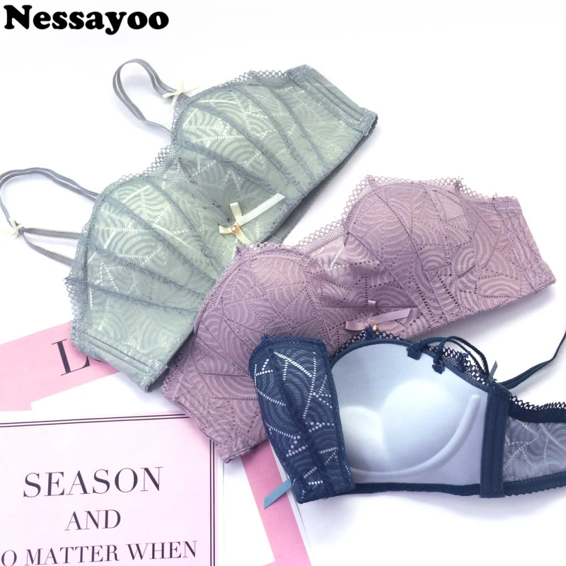 Чашечки 1/2, маленький бюстгальтер на бретельках для груди, женское невидимое платье, Бюстгальтеры на косточках с эффектом памяти, кружевное цветочное нижнее белье