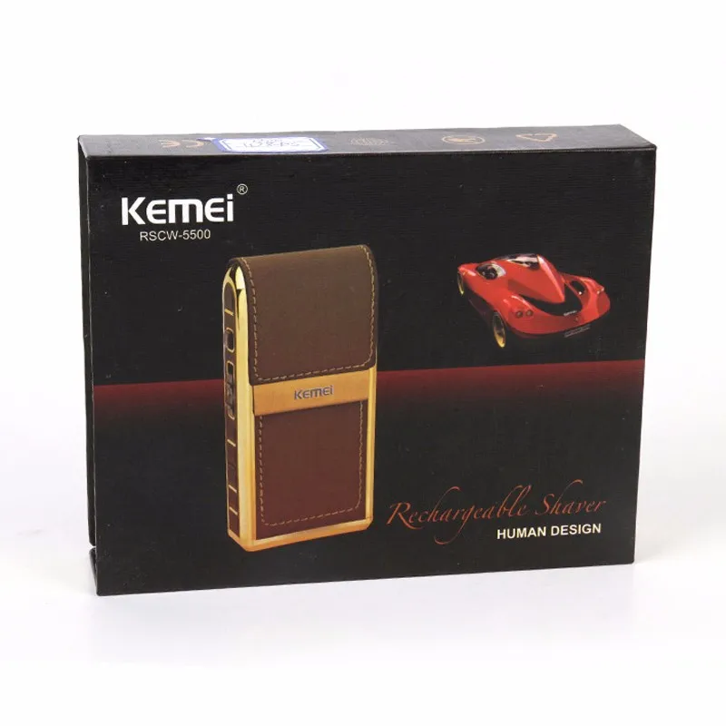 KEMEI KM-5500 мини электробритва в кожаном корпусе перезаряжаемая бритва с зеркалом для человека водонепроницаемая 2 в 1 возвратно-поступательная