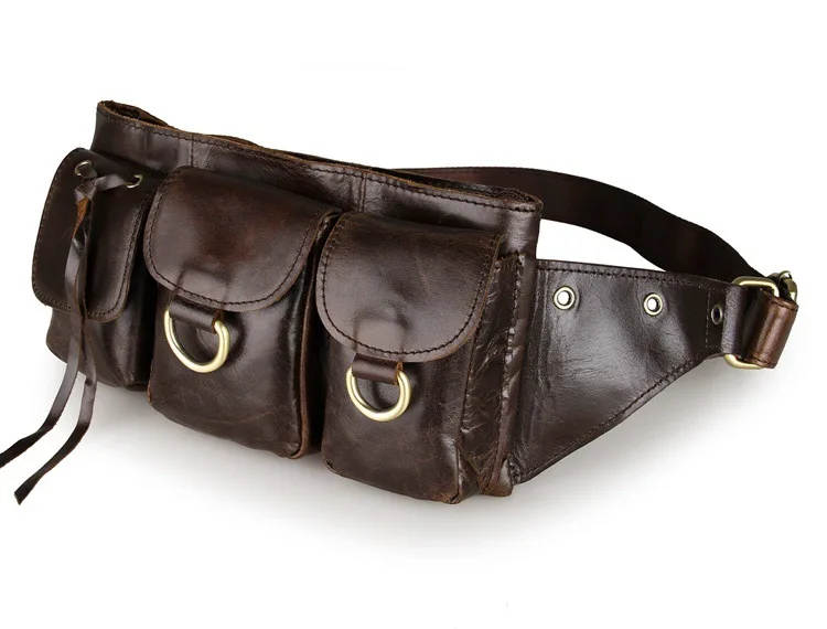 Men Waist Bag Cow Leather Pack Purse Belt Hip Bags 2018 Man Casual Travel Vintage Luxury Brand Brown Phone Designer | Багаж и сумки