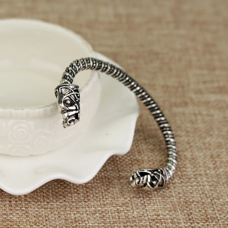 Новый дизайн браслет двуглавый волк Фенрир знак викингов ювелирный мужской для