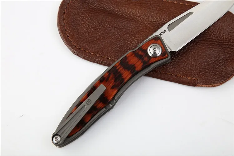 Lange Mnandi 100%M390 Blade snake wood TC4 Titanium handle folding knife Copper washer hunt camp Pocket Survival EDC Tool | Инструменты