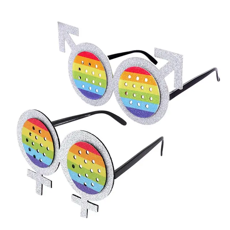 2pcs Glasses Funny Attractive Rainbow Creative Gay Mark Sunglasses Photo Props Eyeglasses Party Accessories for Carnival