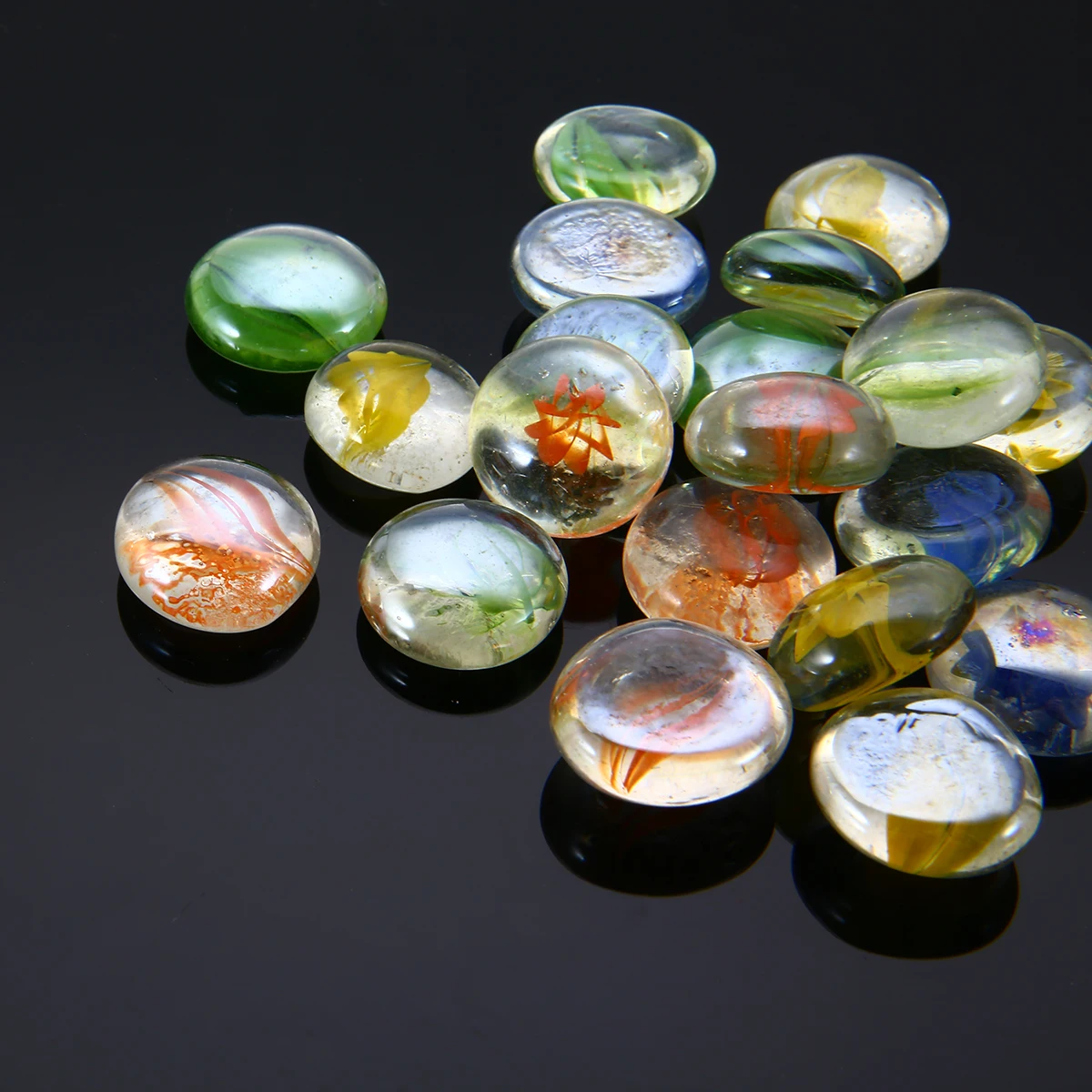 100g Glass Mosaic Tiles Stylish Mixed Color Round Shape Clear Bead Gems for Vase Flower Pots Aquarium Decor | Дом и сад