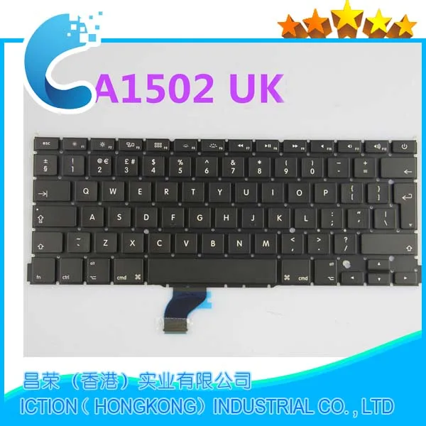 Оригинальная новая клавиатура A1502 с британской раскладкой для Apple Macbook Pro 13