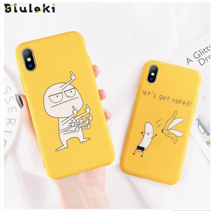 Забавный чехол Bluleki с изображением мультяшного пальца банана для iPhone X 7 8 XR XS Max
