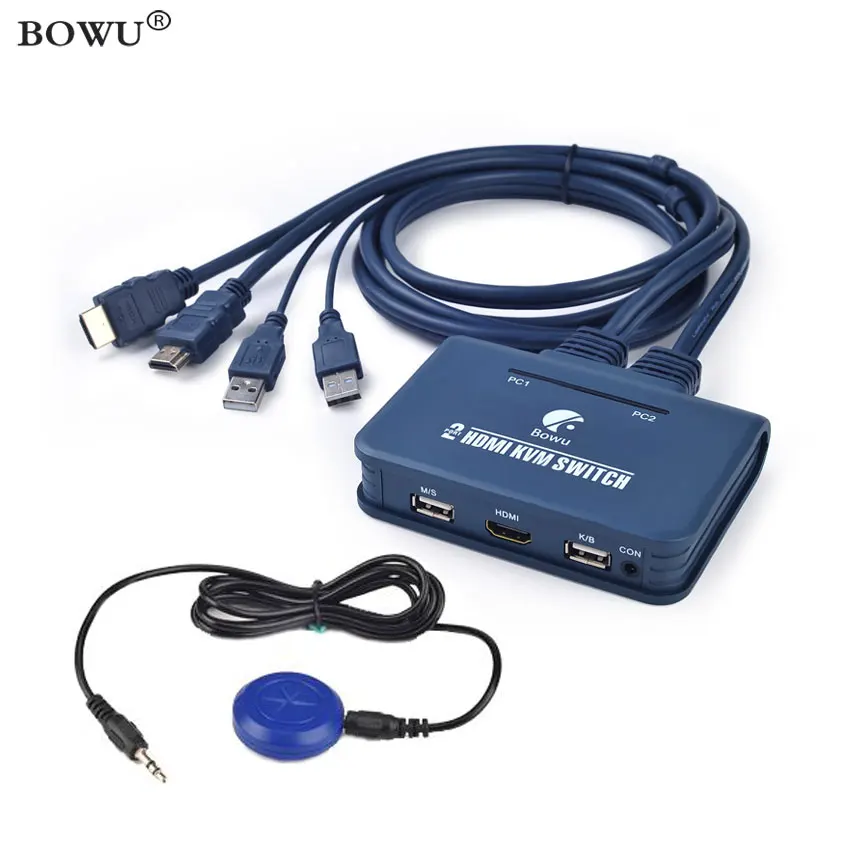 4K HD 2 порта USB 0 HDMI KVM переключатель с кабелем для двух мониторов клавиатура мышь