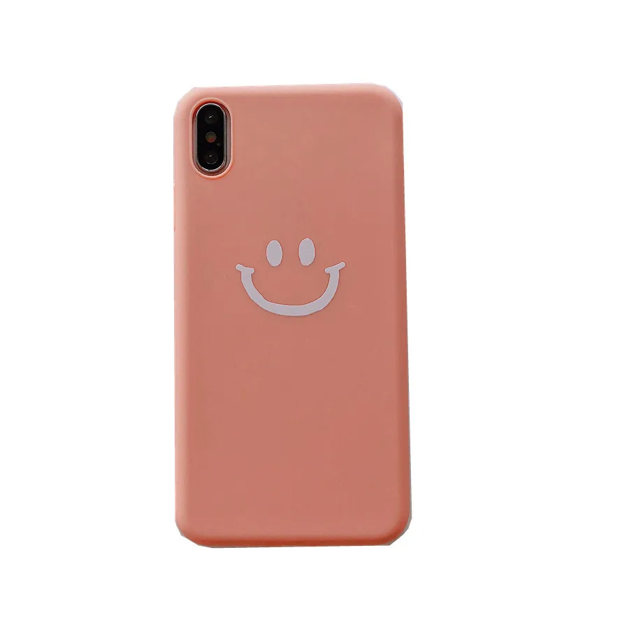 Простой милый чехол для телефона со смайликом iPhone X XS XR Max 6 6S 7 8 Plus матовый Мягкий