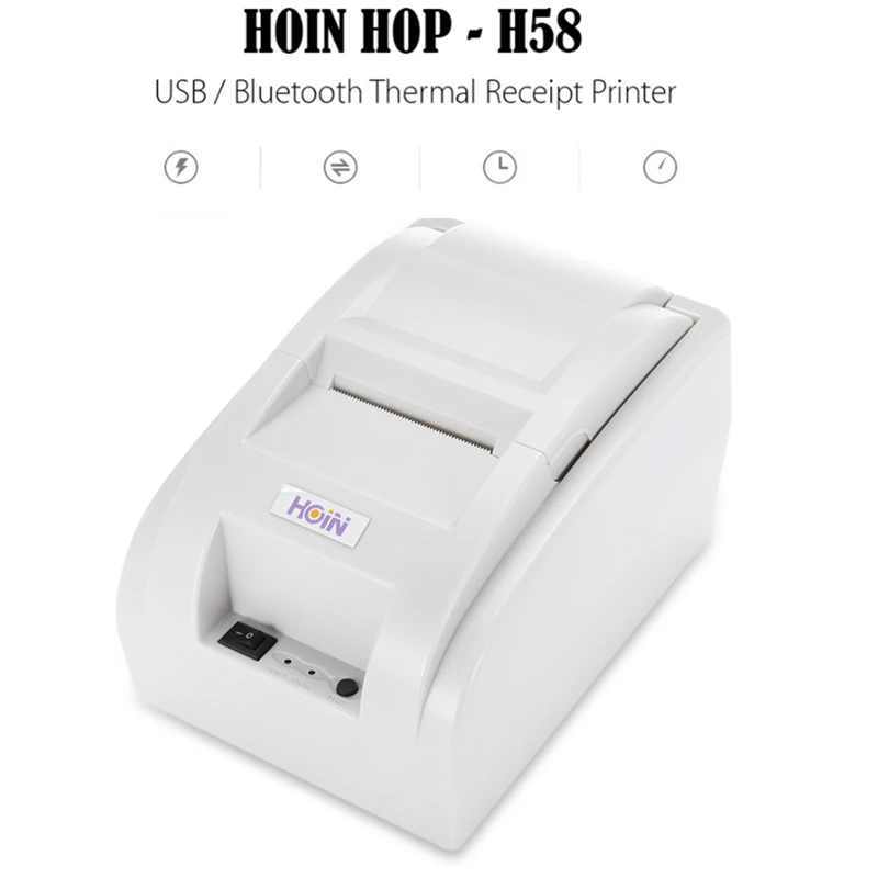 Оригинальный HOIN HOP H58 USB/Bluetooth/Wifi Термальный чековый Принтер 90 мм/сек. POS инструмент
