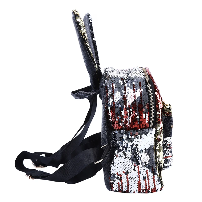 Women Cute Rabbit Ears Sequins Backpack Double Shoulder Bag Mini Backpacks Children Girls Travel Knapsack Simple Fashion | Багаж и сумки