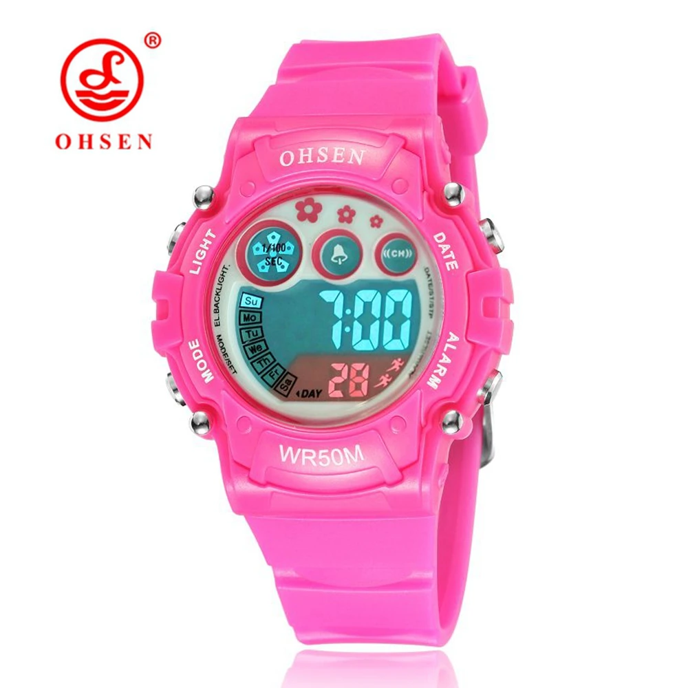 Модные наручные часы OHSEN цифровые ребенок детские для девочек силиконовый