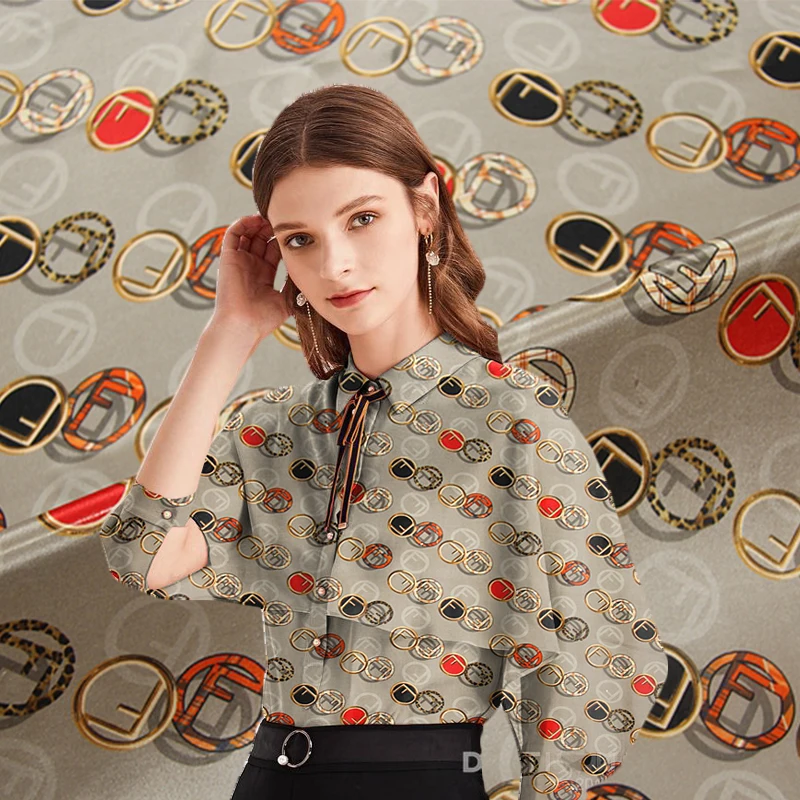 100% шелк креп широкая струйная летняя футболка дизайнерская ткань|Ткань| |