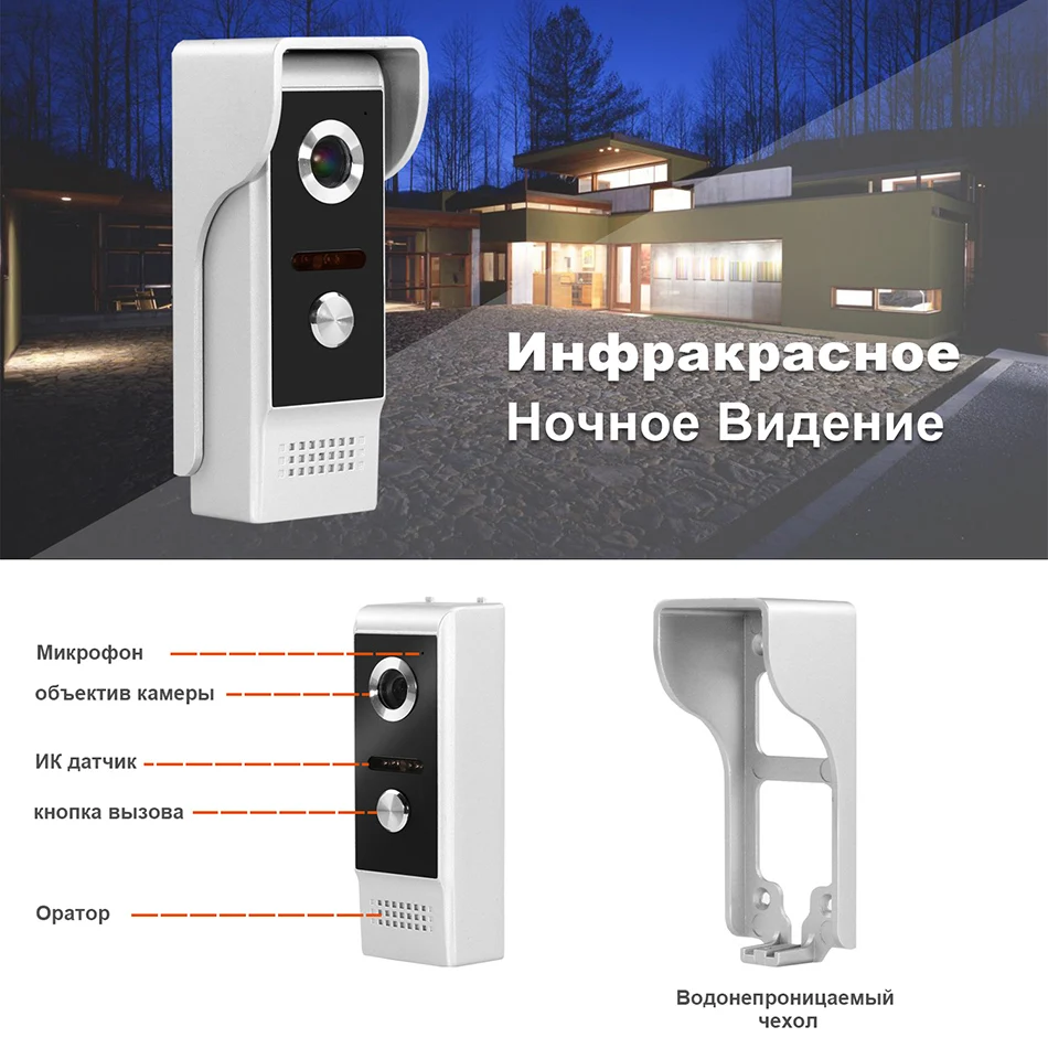 HomeFong видеодомофон 7 дюймов HD Проводной Видео дверной телефон камера Поддержка ИК ночного видения датчик движения дверной звонок для домашней безопасности