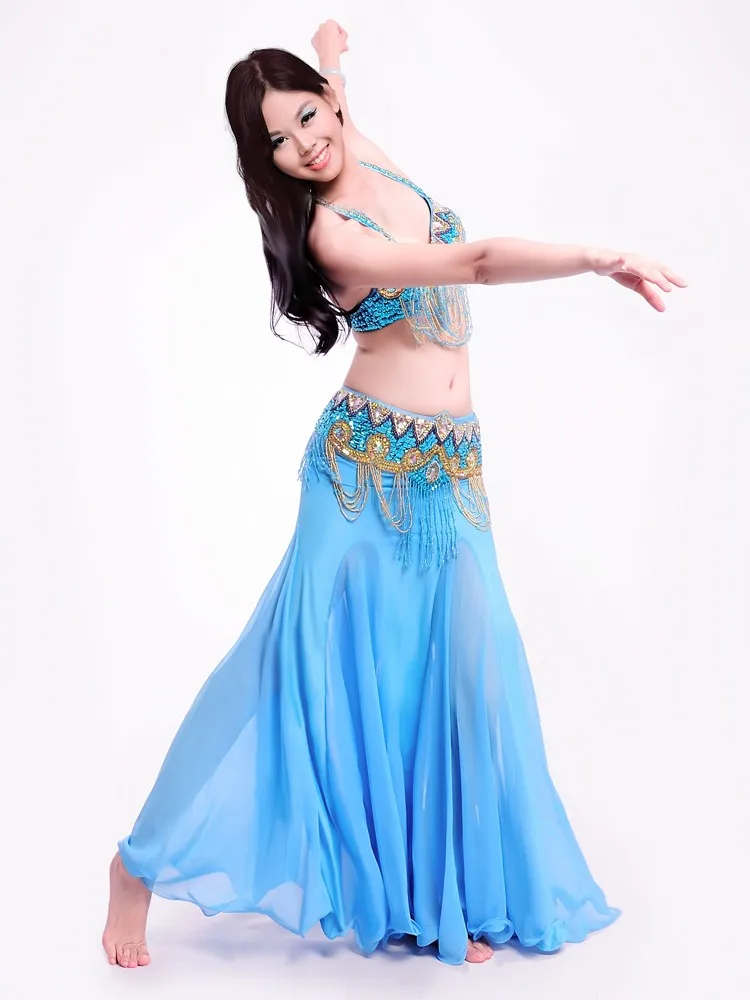 Тонкий костюм для танца живота Профессиональный Bellydance платье одежда для выступлений костюм обернуть бедра: бюстгальтер, пояс и юбка
