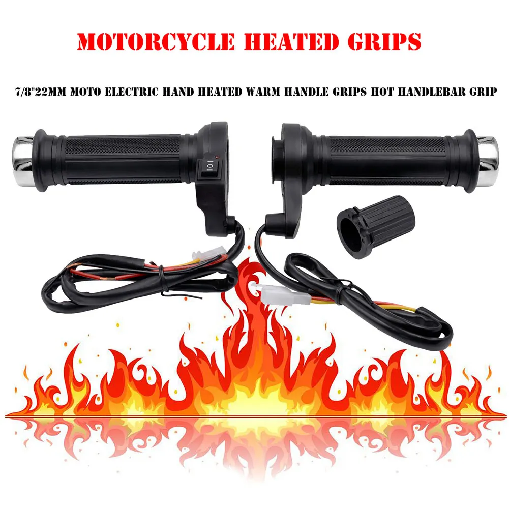

1Pair Motorcycle Handlebar Heating Handle Grips Set Heated Grip Universal For Honda Motocross F-Best