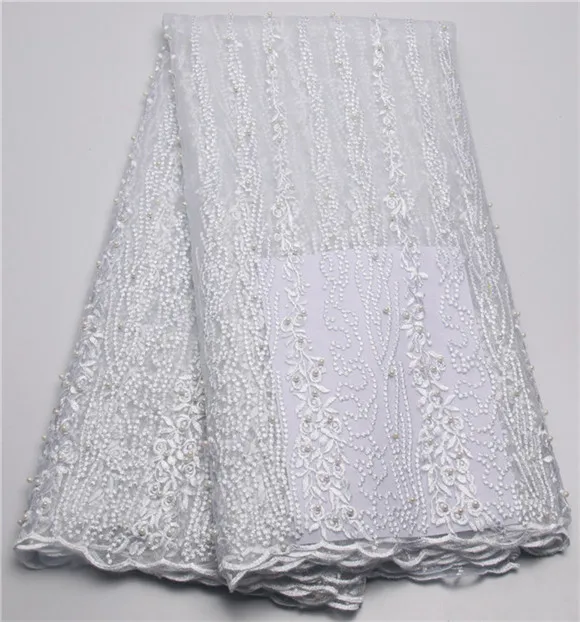 Nigeria Lace Fabric 2016 French Embroidered Tulle With pearls African Net High Quality For Evening green | Дом и сад
