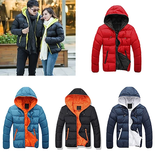 Мужская зимняя теплая пуховая куртка повседневное Стеганое пальто на молнии с