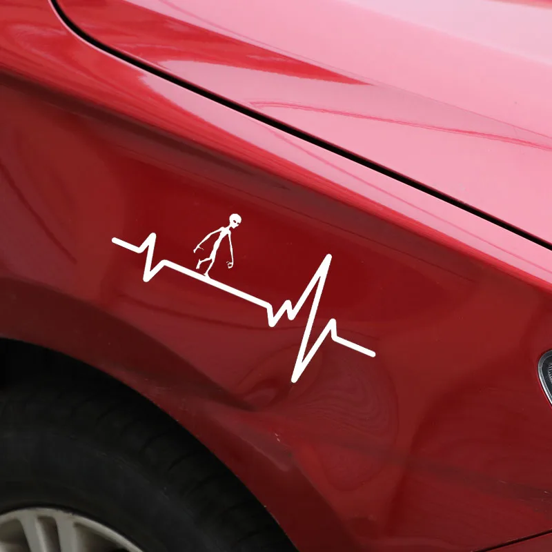 YJZT 15 2 см * 7 1 HEART BEAT линия ALIEN внеземных UFO автомобильный стикер виниловые наклейки