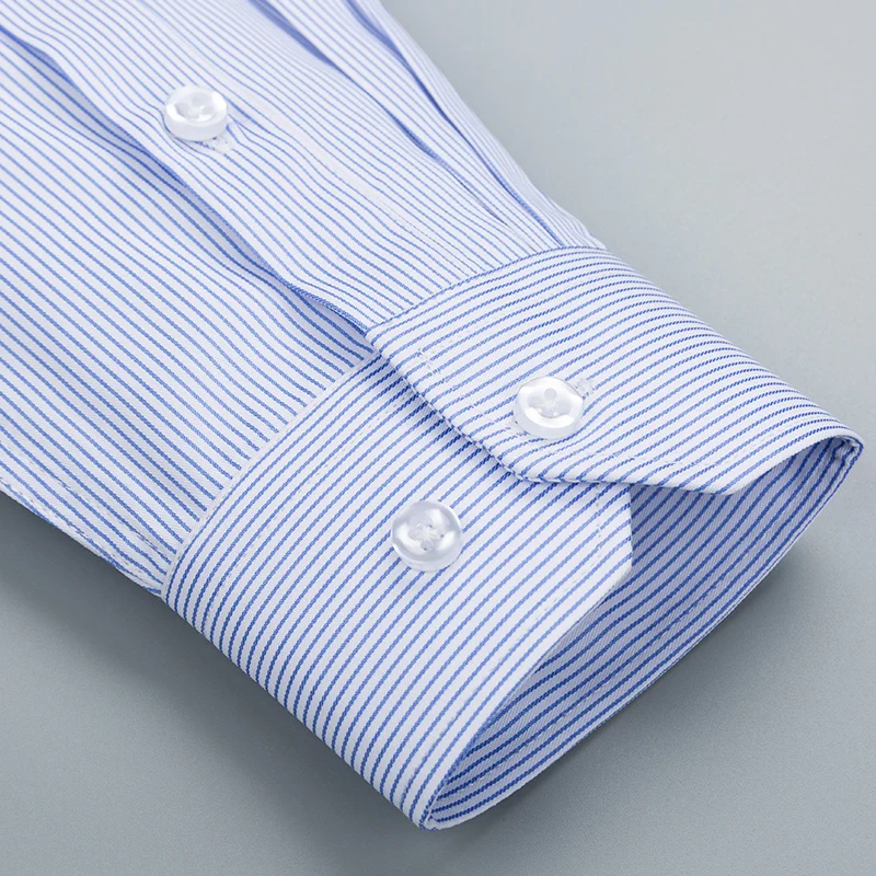 

New Striped Mens dress shirts high quality non-iron comfortable long sleeve solid checked design slim fit male formal tops